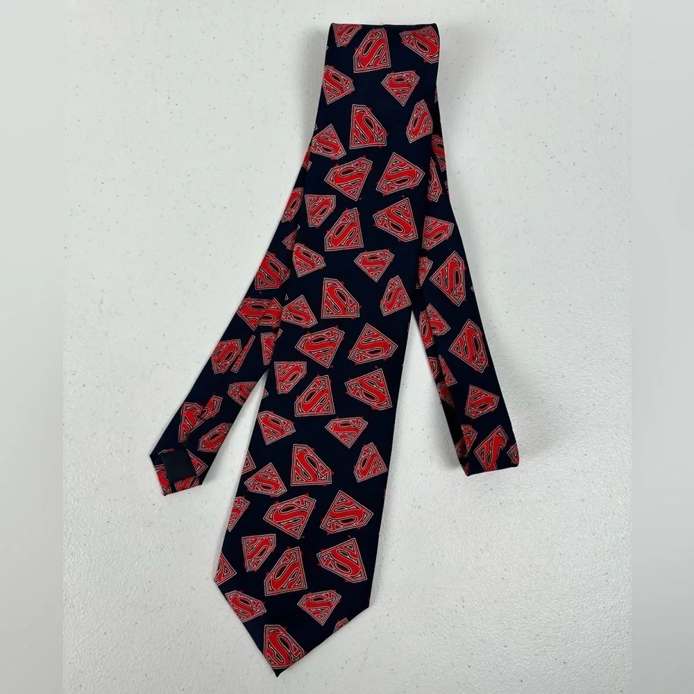 OFFICIAL DC Comics Superman Big S Superhero Novelty Necktie Tie Vintage Navy Red